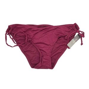 Bisou Bisou Bikini Bottom Womens X-Large Burgundy Side Tie Swim Bottom NWT